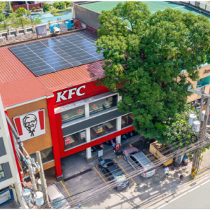 Solar panels on top of KFC restaurant