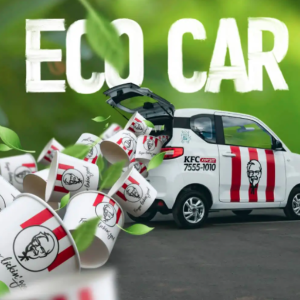 Car with KFC logo and text reading, "Eco Car"