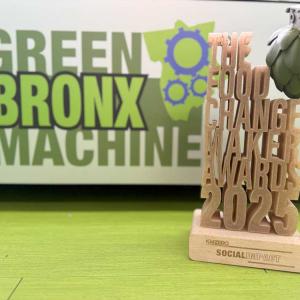 Award with Green Bronx Machine logo