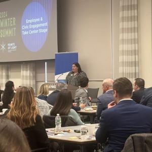 Katie Stearns speaking at 2024 Corporate Service Council Winter Summit