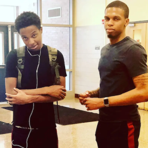 Kevin F. Burton shown with his son.