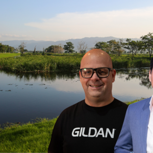 Headshots of Kevin Freeman and Israel Salinas against a water and trees backdrop