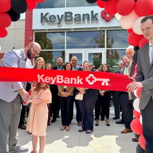 Ribbon cutting at new KeyBank branch in Ithaca.