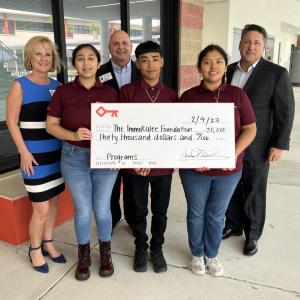 Immokalee Foundation Business Management & Entrepreneurship Pathway students Daisy H., Daniel A. & Lionisia C. with KeyBank’s Karen Crane, Michael T. Schneider and James A. Bitonte