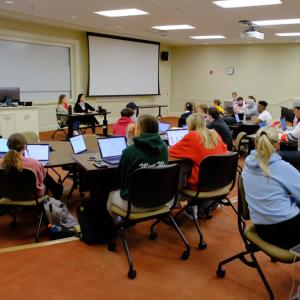 Miami University Farmer School students in a classroom.