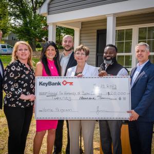 KeyBank market leaders present a grant donation of $20,000 to Habitat for Humanity of Bucks County