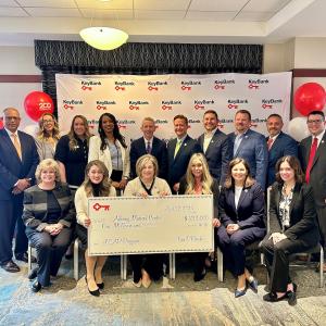 Representatives from KeyBank and Albany Medical Center shown with a $1 Million grant check.