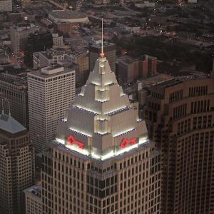 KeyBank Key Tower shown in aerial photo.
