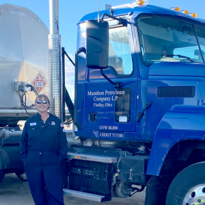 Shelly Kirk stood near a truck