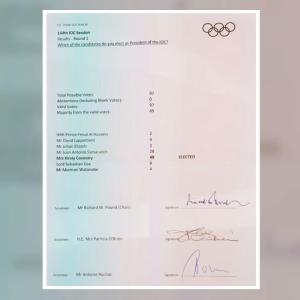 Signed paper showing election results