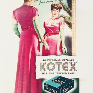 Woman in front of a mirror, original Kotex ad