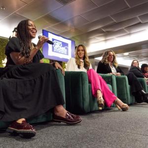 Women in Entertainment Luncheon panel, moderated by Pat Shields of Black Dot Inc. featured Abigail Weintraub, VP, LA28 Olympics & Paralympic Games; Ranada Shepard, Co-Creator/Showrunner/Executive Producer; Evan Seymour, Founder, ERS Public Relations & Black Women in Entertainment; Felisa Israel Founder & Executive Producer, 10 Fold Entertainment; and Jennifer Sinigal-Cornelius, Creator & Fashion Designer, Born To Roam.