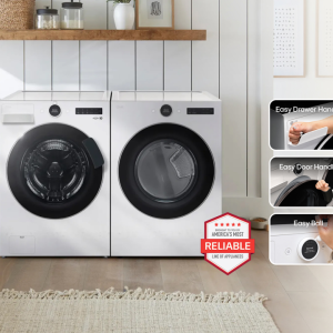 LG Comfort Kit accessories on washer and dryer