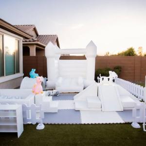 Equipment from a birthday party shown as marketing tools.