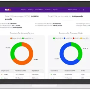 Illustration of FedEx® Sustainability Insights running on a laptop