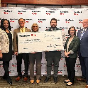 KeyBank and LeMoyne College Team shown with Grant Check.