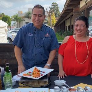 Chef Leo Razo and Teresa Razo of Cambalache Grill demonstrated traditional Jalisco cuisine with a Tequila Sunrise Shrimp dish.