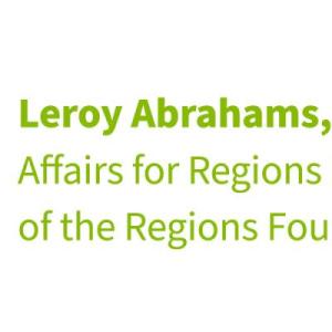 Leroy Abrahams on the left, and name with title on the right.