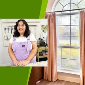 Lilye Lavender and draperies on a window