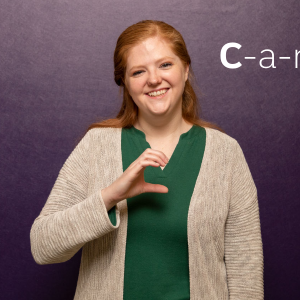 Lindsey Chambers using American Sign Language