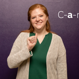 Lindsey Chambers using American Sign Language