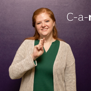 Lindsey Chambers using American Sign Language