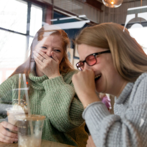 Lindsey Chambers laughing with someone