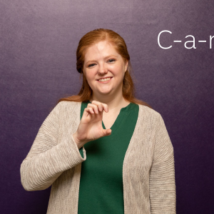 Lindsey Chambers using American Sign Language