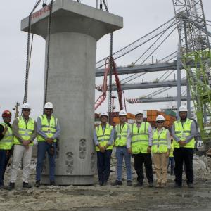 Group standing next to Living Seawall as it's built