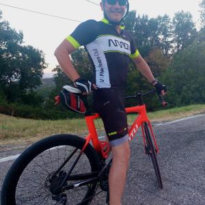 Luca Baldazzi on a bicycle