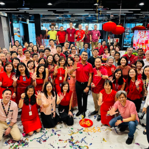 Group photo celebrating Lunar New Year