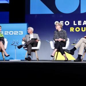 L-R: Lynn Good, chair, president and CEO, Duke Energy; Pedro Pizarro, president and CEO of Edison International; Maria Pope, president and CEO, Portland General Electric; and Warner Baxter, executive chairman, Ameren Corporation.