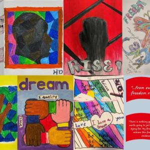 Collage of art in honor of Dr. Martin Luther King Jr.