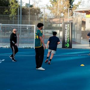 LA Galaxy player Jalen Neal led a soccer clinic for the youth following the ceremony.