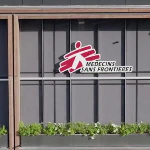 Exterior of a building with sign "Medecins Sans Frontieres"