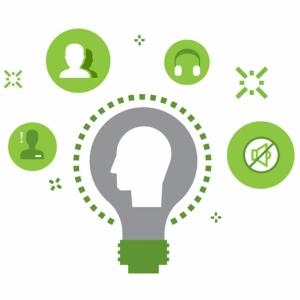 An illustration of a lightbulb with a silhouette of a persons head inside