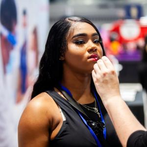 A person having makeup applied
