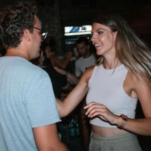 Marija Petrovic and her husband dancing.