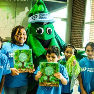 5 kids and the International Paper Mascot
