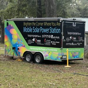 Mobile Solar Microgrid Trailer. Close shot.