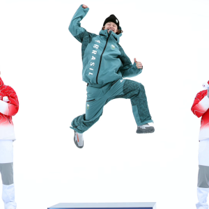 Olympic medalists on podium