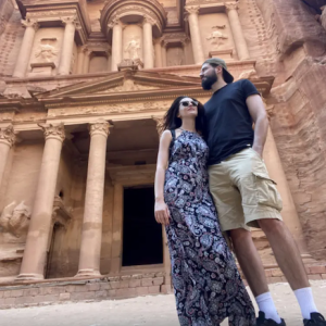 Milica and her husband at Petra in Jordan.