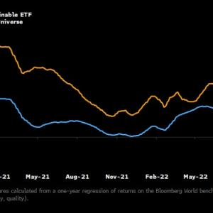 Info graphic Momentum factor exposures From Nov-2020 to 2022 line chart
