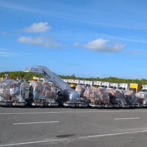 Pallets of humanitarian aid await loading at Air Cargo Hub Punta Cana before being airlifted to Venezuela, where they will support communities impacted by the recent earthquakes.