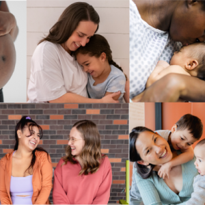 Collage of photos of women, girls, and babies