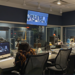 Young animators at work in front of the computer screens