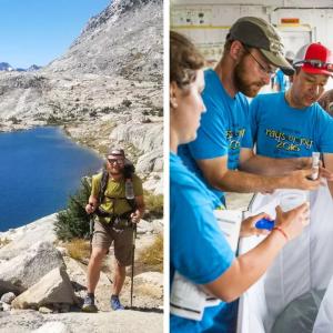 Robbie Kerbak hiking near a lake.