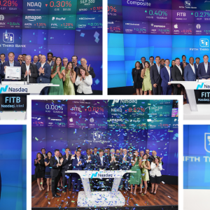 Collage of Fifth Third Bank employees at Nasdaq