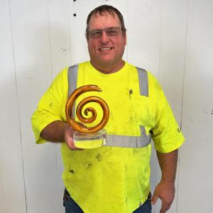 Person holding award