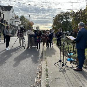 Victor Laurenza, KeyBank Western Pennsylvania Market President speaking to members of the local press.